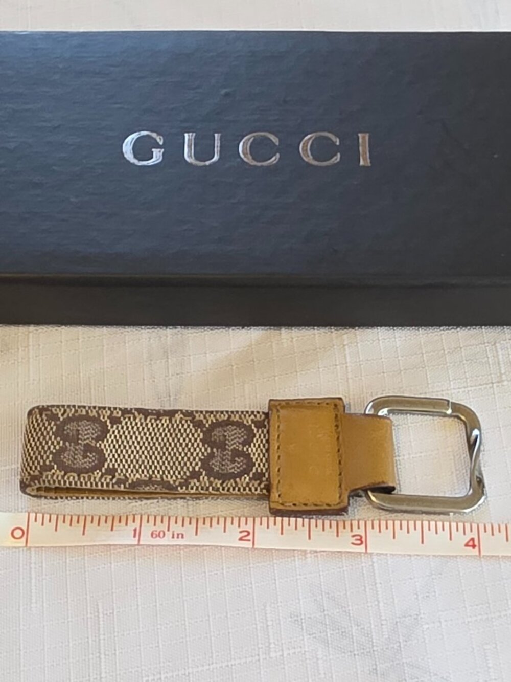 Gucci Canvas & Leather Keychain